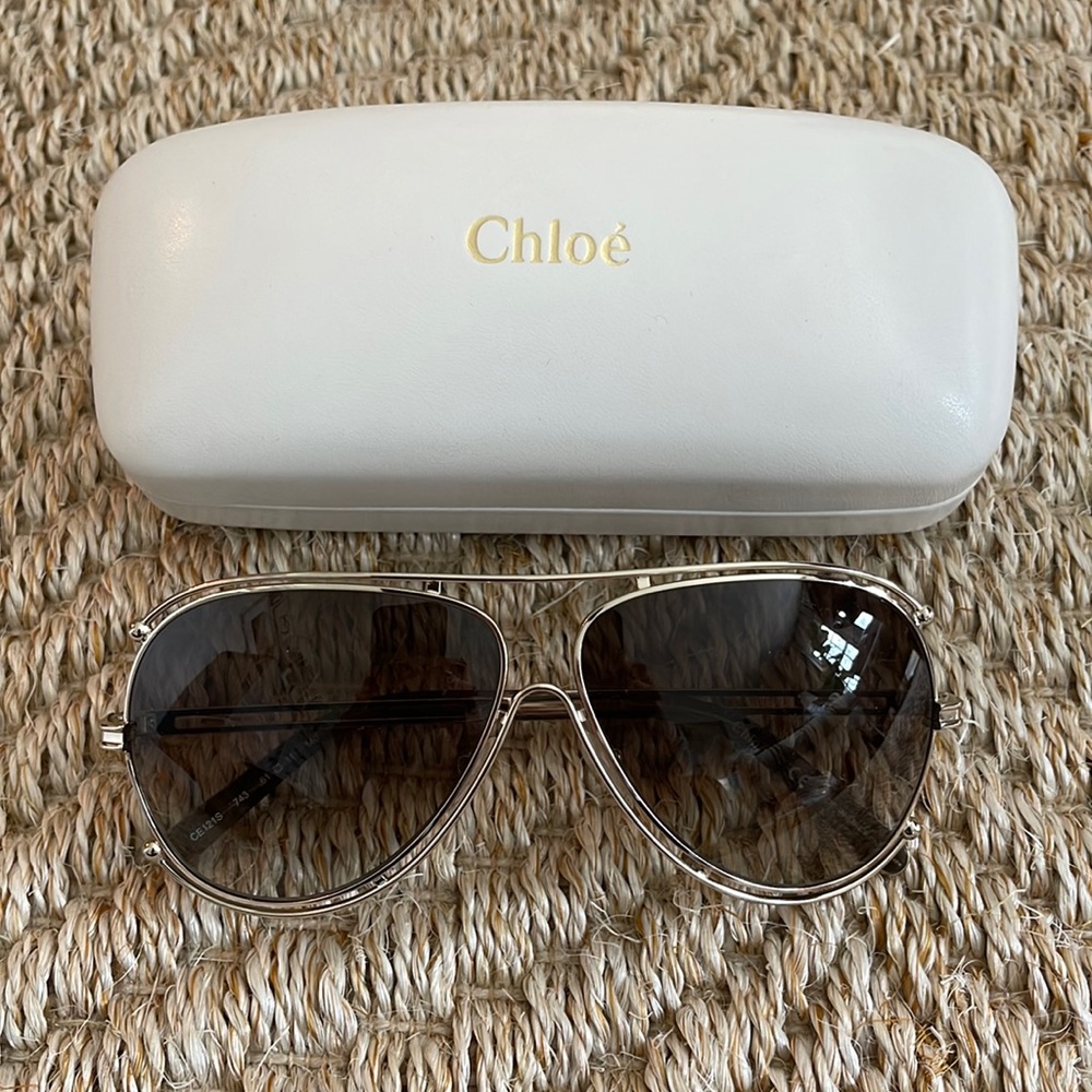 Chloe Gold Aviator Sunglasses